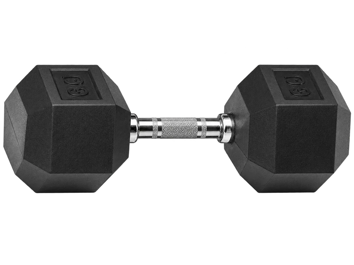 Dumbbell Monobloco Sextavado Injetado Pegada Cromada