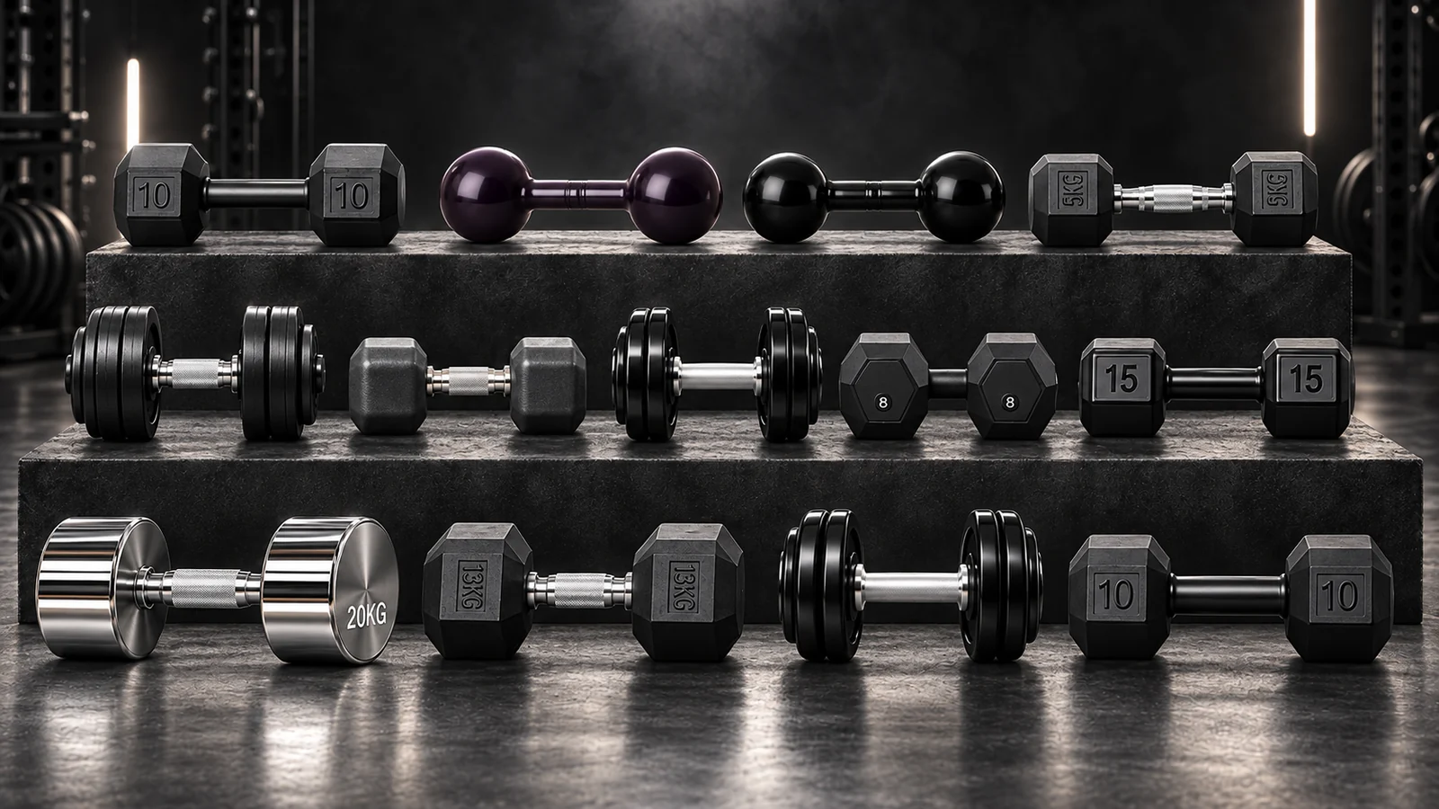Seleção de halteres e dumbbells Real Force Fitness